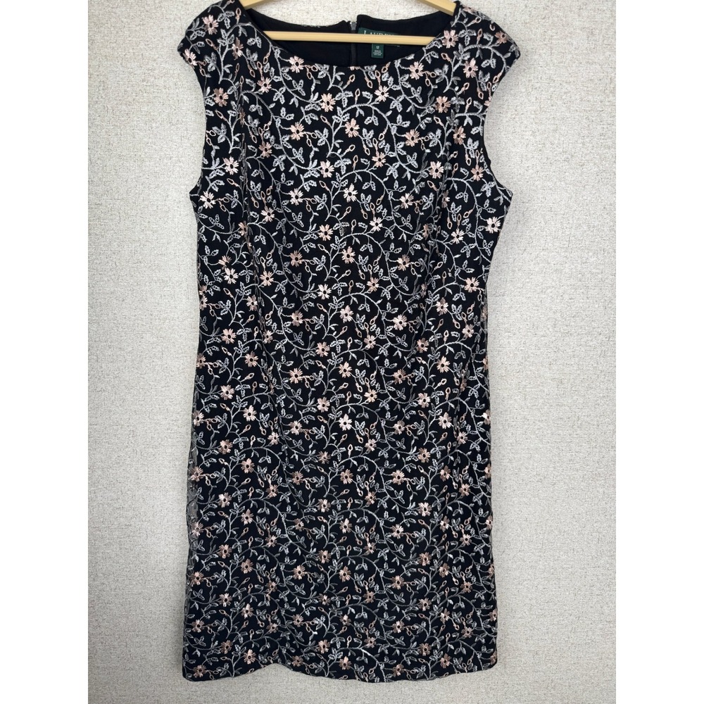 Lauren Ralph Lauren Black Floral Midi Dress